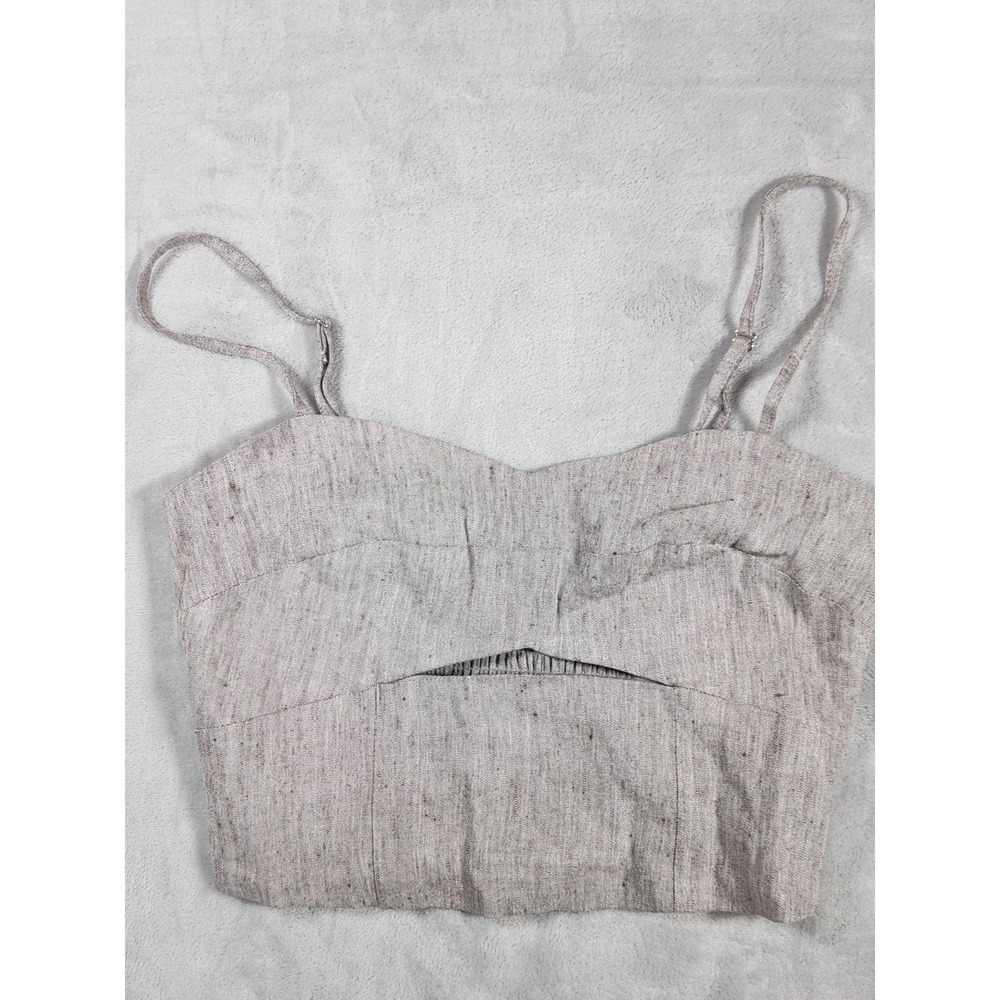 Jason Wu Size XSmall Grey Heather Linen Smocked Cut Out Cropped Tank Top